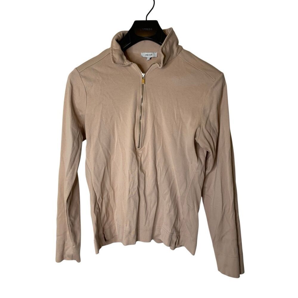 Reiss 1/2 zip long sleeve pullover light pink blush women's size large